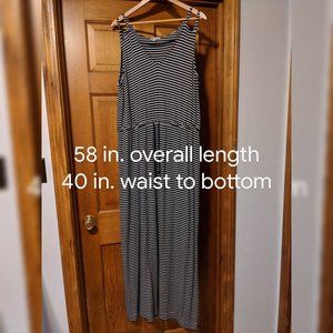LL Bean Signature Striped Sleeveless Maxi Dress L